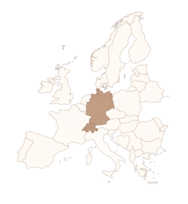 Karte von Europa mit hervorgehobenem Deutschland & Schweiz als Standort von AZ Residence Management