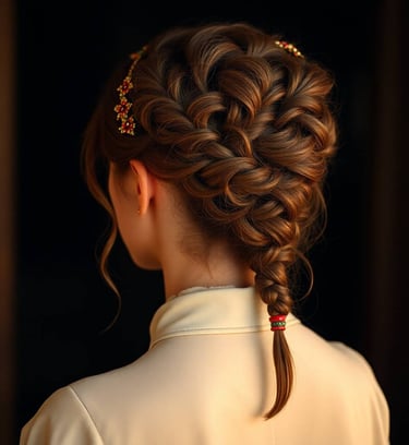 Braided Updo with Delicate Beaded Embellishments