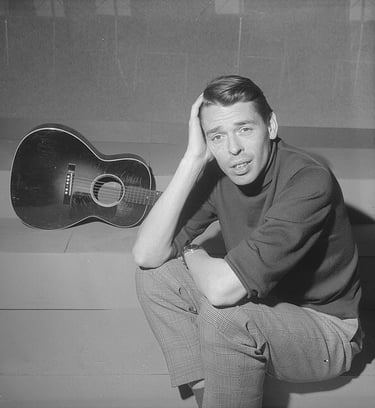 jacques brel in posa con la sua chitarra
