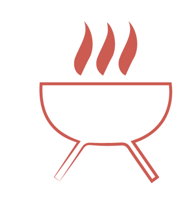 Barbecue bois/charbon dans le jardin à disposition