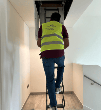 Engineer inspection roof during villa inspection in Abu Dhabi