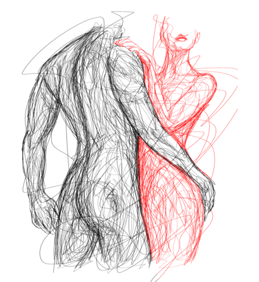 nuditat couple scribble art