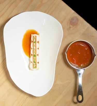 Cannelloni de légumes du marché et coulis de tomate confite, inspiration méditerranéenne du chef