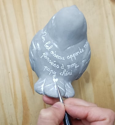 oiseau messager défunt, mort, message peint 