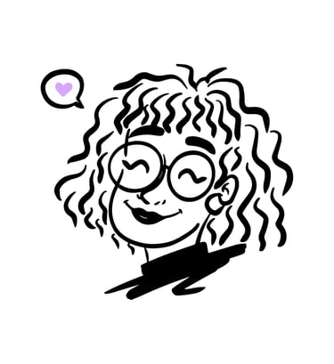 Dibujo estilo caricatura de Blanca, representando su personalidad creativa y estilo artístico.