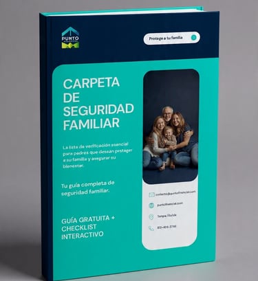 Mockup 3D de Carpeta de Seguridad Familiar de Punto Financial