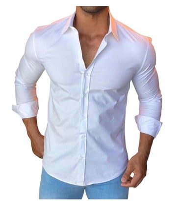 Camisa Social Masculina Slim fit Branca Manga Longa