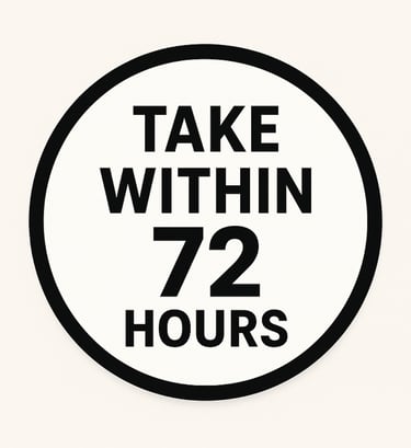 Image of circle with take within 72 hours referring to PEP HIV medication