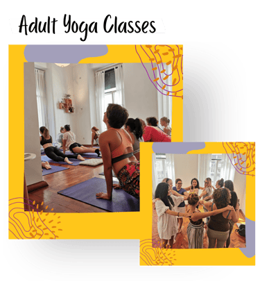 Martina leading a group vinyasa yoga class. A partner yoga connection exercises in Lisbon.