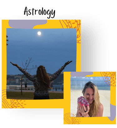 Martina looking towards the full moon. Martina with her oracle deck.