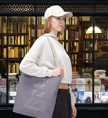 Booked All Fall tote bag for book lovers – autumn reading tote with cozy fall design