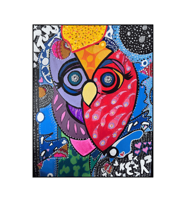 Abstract Family Tree Owl Painting by Frankie Cervantes