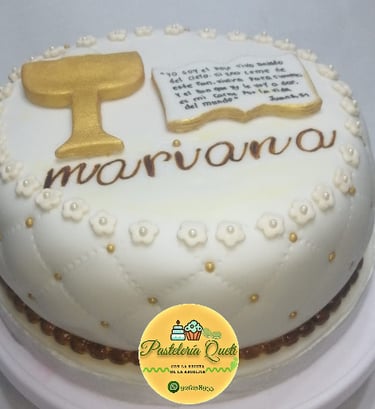torta confirmación primera comunión pasteleria queti lima torta acolchonada