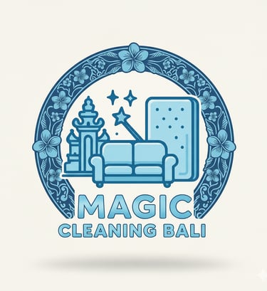 a couch with a magic cleaning ball on it