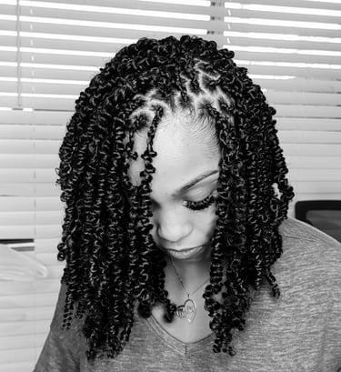 a woman with spring twist hairstyle