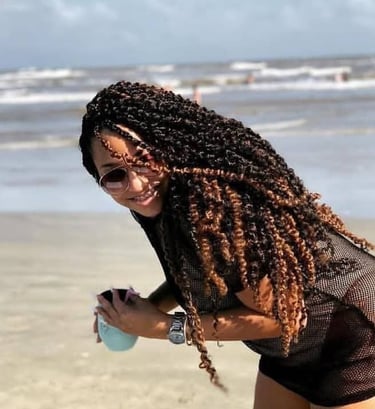 a woman with passion twist hairstyle