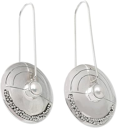 Modernist Artisan Handmade Drop Earrings in 925 Sterling Silver