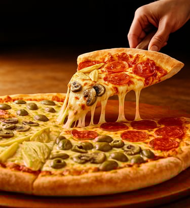 شخص يحمل قطعة بيتزا