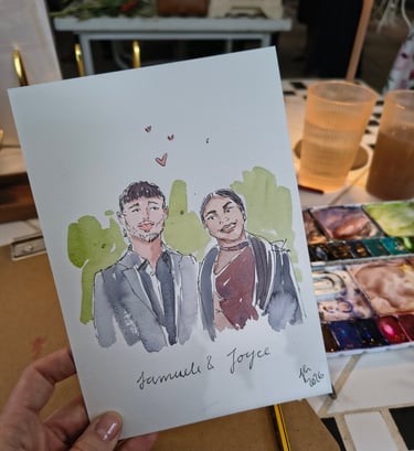 Gästeportraits, live gezeichnet während einer Firmenfeier
