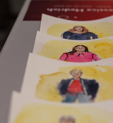 Gästeportraits, hand gezeichnet, live auf einem Netzwerk Event