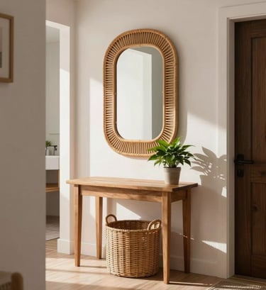A bright entryway featuring hooks, baskets, and a bench for tidy arrivals.