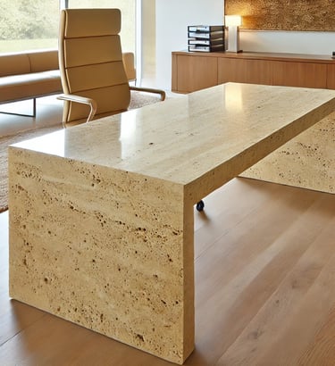 Stolik z trawertynu Classico, włoski kamienny stół