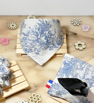 Accessoires pour chien en toile de Jouy