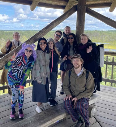 Group of people at Viru Raba viewpoint. Bolivian-Estonian