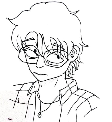 a drawing of a man with glasses and a tie - Erik Maximus