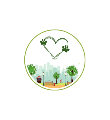 Julia's Pet Pals round element with a heart and park that is inspired by Massachusetts