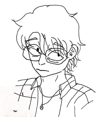 a drawing of a man with glasses and a tie - Erik Maximus