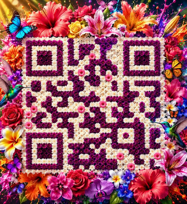 QR code made of flowers