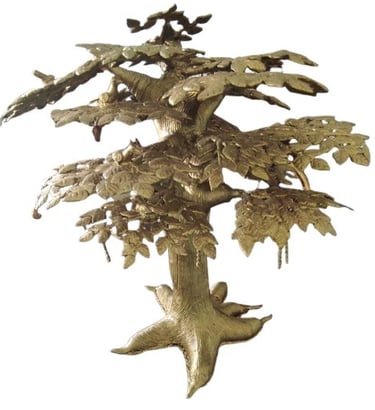 "Handcrafted brass bonsai tree for table decor–Bastar tribal art style sculpture-Sent overseas"
