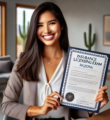 Young woman passed the insurance licensing exam in Arizona
