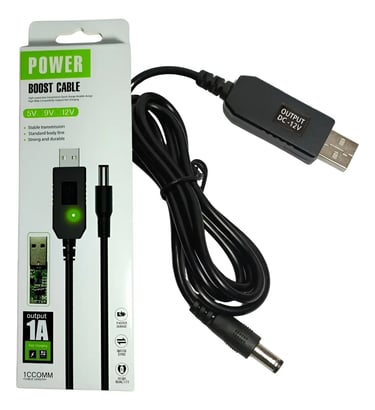 Cabo Usb Conversor De Tensão 5v Para 12v Boost Up 5.5mm /26