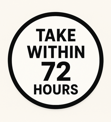 Image of circle with take within 72 hours referring to PEP HIV medication