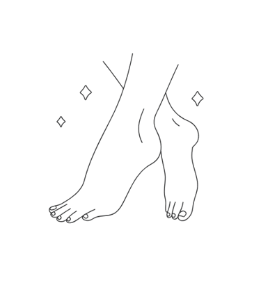 Minimalistische lijntekening van een voet voor wellness en verzorging.