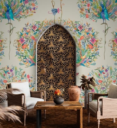Floral designer wallpaper also get in geometric patterns