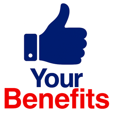 a thumbs up with the words your benefits