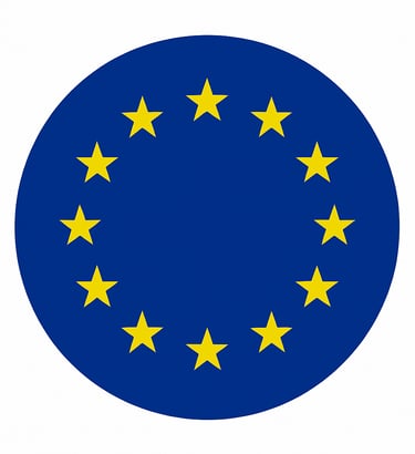 a circular blue and yellow flag with stars