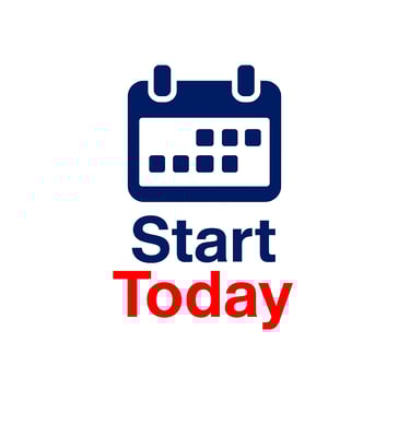 a clock with the words start today