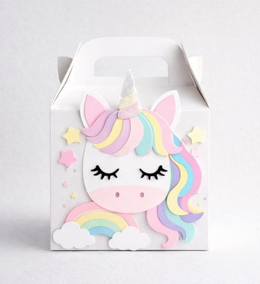Unicorn themed kids party box