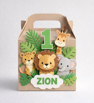 Safari themed personalised party box