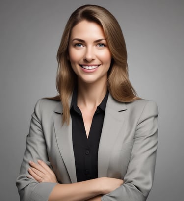 woman in black blazer with brown hair