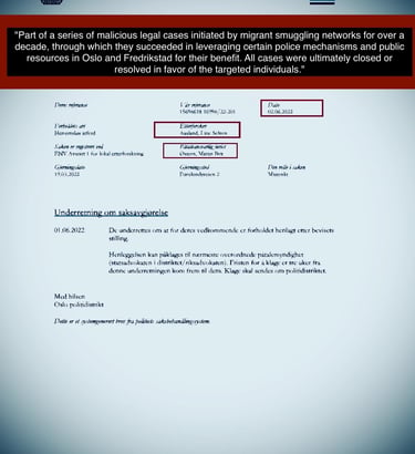 Malicious lawsuits filed by Zainab Abdulkarim and police lawyer Maren Brit Østern in Oslo