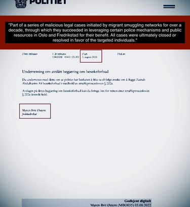 Documents referencing Zainab Abdulkarim Ali in a reported Oslo police case