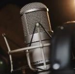 a microphone and a microphone in a recording studio