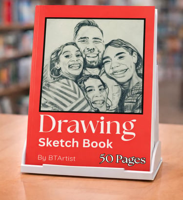 Red Drawing Sketch Book by BTArtist featuring a pencil  family portrait