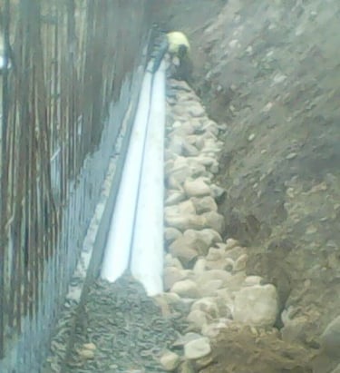 Pipes being laid out for sewerage system