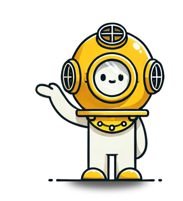 Berufstaucher mit gelbem Taucherhelm